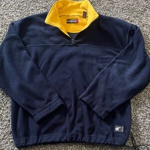 Men's Vintage WINNERS TECH Navy and Yellow Quarter-Zip Sweater (XL)